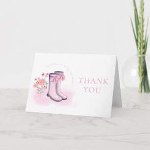 Elegante April-Blumen-Schleife-Regenstiefel-Baby-P Dankeskarte