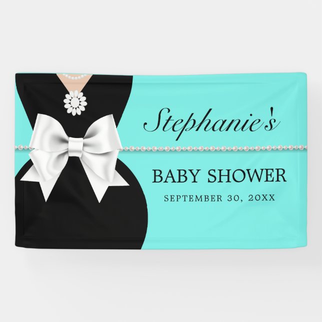 Elegante Aqua Aquamarin Glam Tiffany Themenbabysit Banner (Horizontal)