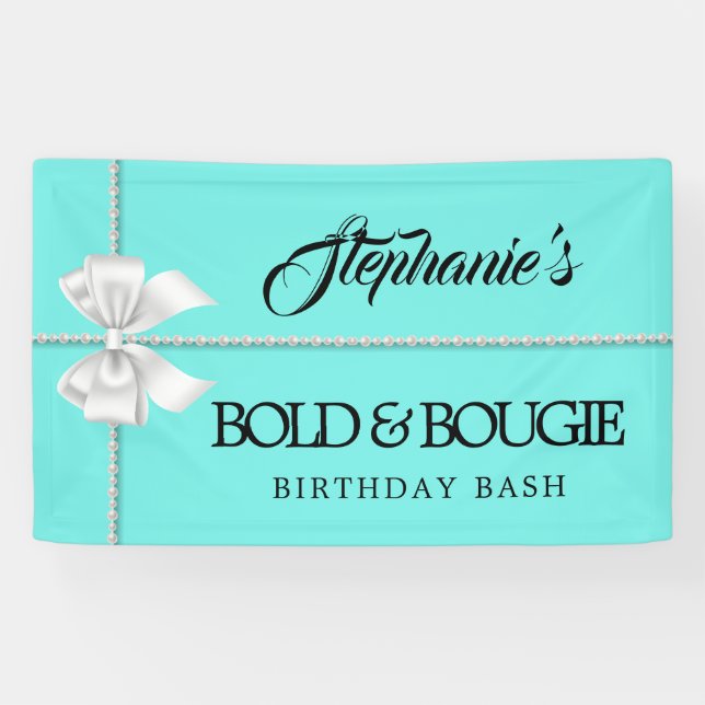 Elegante Aqua Aquamarin Tiffany Themenwelt Geburts Banner (Horizontal)