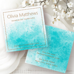Elegante Aqua Blue Aqua Blue Ohrring-Karte Quadratische Visitenkarte