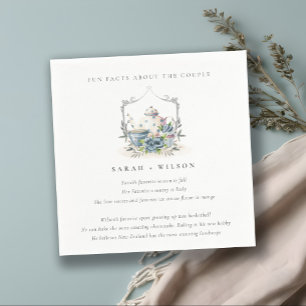 Elegante Aqua Blue Blumenstrauß Teapot Facts Weddi Serviette