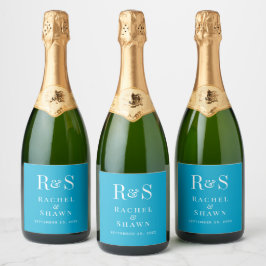 Elegante Aqua Blue Chic Moderne Monogram Wedding