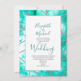 Elegante Aqua Blue Geometric Formal Wedding Einladung