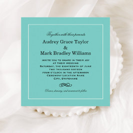 Elegante Aqua Blue Square Wedding Einladung