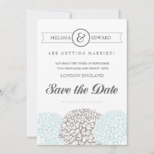 Elegante Aqua Floral Save the Date Einladung