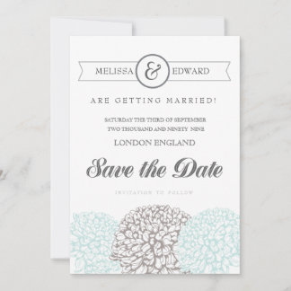 Elegante Aqua Floral Save the Date Einladung