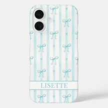 Elegante aqua gestreifte Coquette-Schleifen Monogr