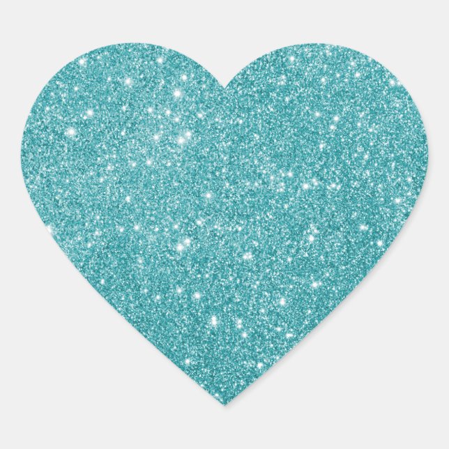 Elegante Aqua Glitzer Heart Sticker (Vorderseite)