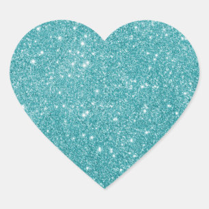 Elegante Aqua Glitzer Heart Sticker