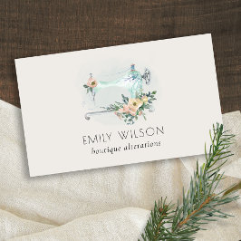 Elegante Aqua Gray Nähmaschine Blumenmatte Visitenkarte