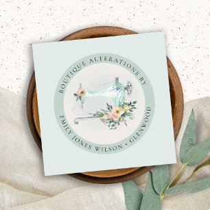 Elegante Aqua Gray Nähmaschine Floral Schneider S Quadratische Visitenkarte