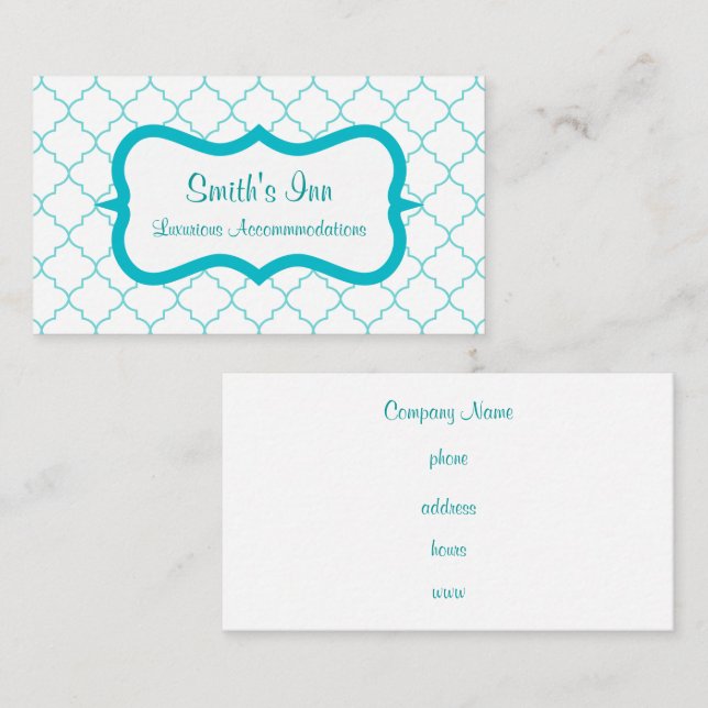 Elegante Aqua Pattern Business Card Visitenkarte (Vorne/Hinten)