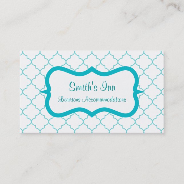 Elegante Aqua Pattern Business Card Visitenkarte (Vorderseite)