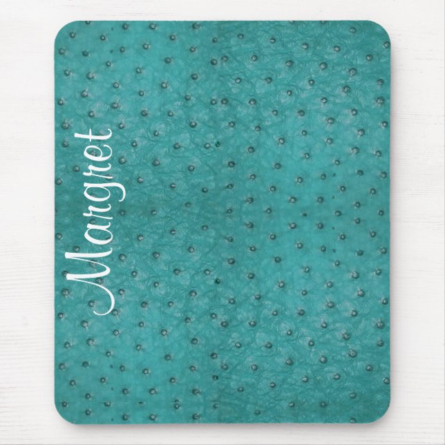 Elegante Aqua-Strauß-Leder-Blick-Mausunterlage Mousepad (Vorne)