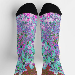 Elegante Aqua- und Purpur-Limelight-Hortensien-Det Socken