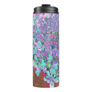 Elegante Aqua- und Purpur-Limelight-Hortensien-Det Thermosbecher