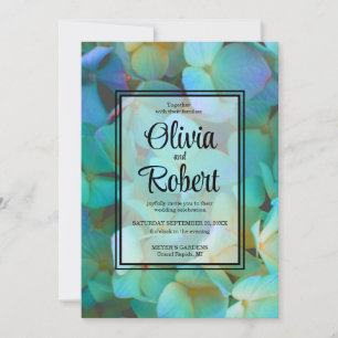 Elegante Aquamarin-blaue Hydrangeas-Blume Hochzeit Einladung