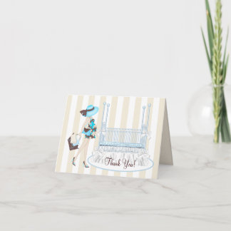 Elegante Aquamarin Blue and Brown Baby Shower Viel Dankeskarte