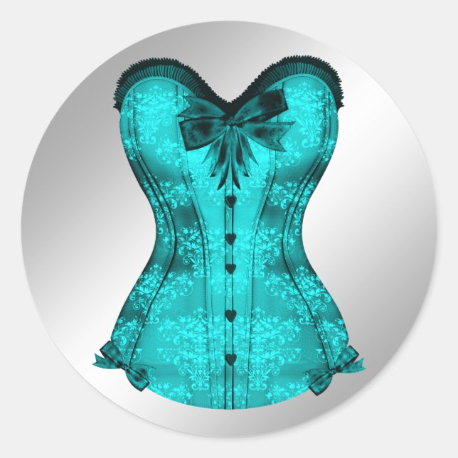 Elegante Aquamarin Blue Corset Stickers (Vorderseite)