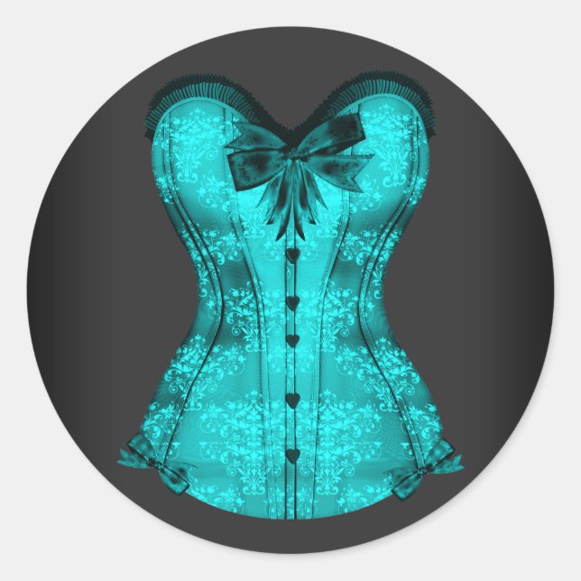 Elegante Aquamarin Blue Corset Stickers (Vorderseite)