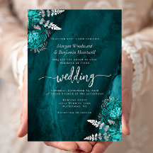 Elegante Aquamarin Blue Silver Floral Wedding