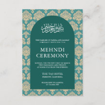 Elegante Aquamarin Damask Arch Islamische Mehndi-Z
