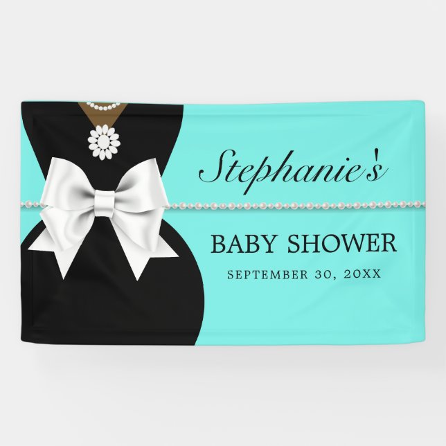 Elegante Aquamarin Glam Ethnic Tiffany Theme Baby  Banner (Horizontal)