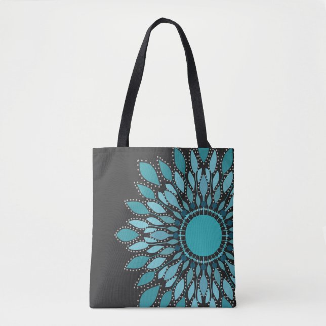 Elegante Aquamarin Lotus Blume Mandala (Vorderseite)