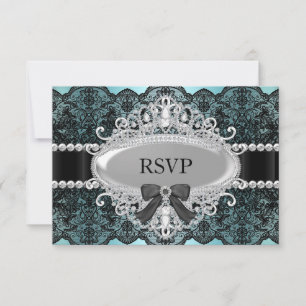 Elegante Aquamarin- und Black Diamond Lace UAWG RSVP Karte