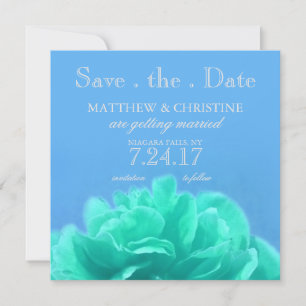 Elegante Aquamarinblaue Florale Save-the-Date-Kart Einladung