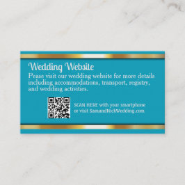 Elegante Aquamarine Aqua & Gold Hochzeiten Begleitkarte