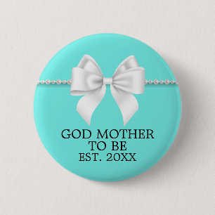 Elegante Aquamarine Aqua Tiffany God Mother Babydu Button
