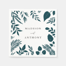 Elegante Aquamarine Blaue Botanische Hochzeit Serviette