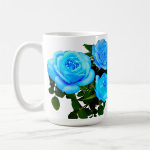 Elegante aquamarine blaue Rose Blütenblumen Kaffeetasse