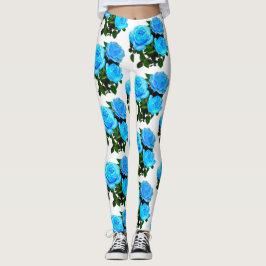 Elegante aquamarine blaue Rose Blütenblumen Leggings