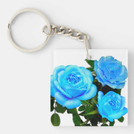 Elegante aquamarine blaue Rose Blütenblumen Schlüsselanhänger
