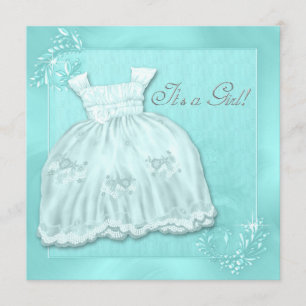 Elegante Aquamarine Blue Dress Baby Dusche Einladung