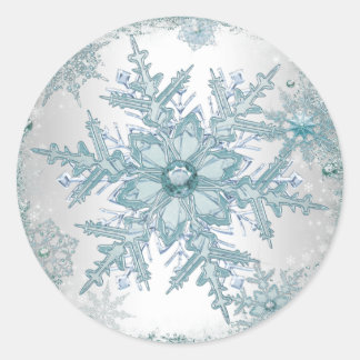 Elegante Aquamarine Blue Snowflake Stickers