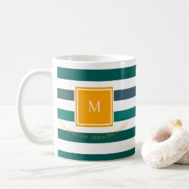Elegante Aquamarine Blues White Striped Monogram B Kaffeetasse