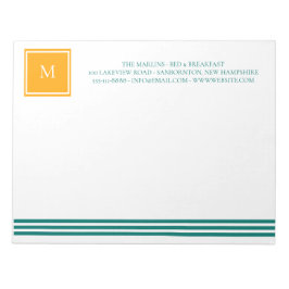Elegante Aquamarine Blues White Striped Monogram B Notizblock