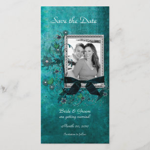 Elegante aquamarine BlumenSave the Date Save The Date