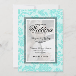 Elegante aquamarine Damaske-Einladung Einladung