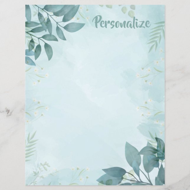 Elegante Aquamarine Foliage Blätter Naturgeschicht (Vorderseite)