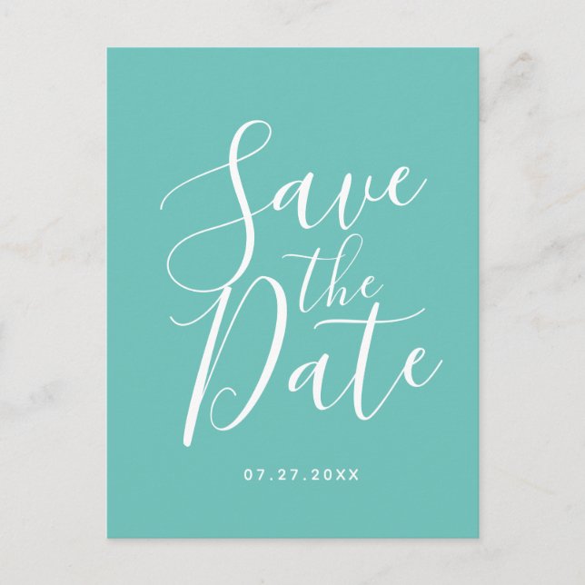Elegante Aquamarine Frühjahrssommer Save the Date Postkarte (Vorderseite)