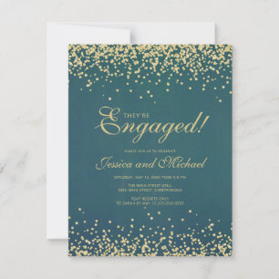 Elegante Aquamarine Gold Glitzer Wedding Engagemen Einladung