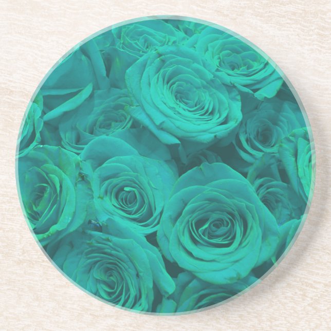 Elegante aquamarine grüne Rose Getränkeuntersetzer (Vorne)
