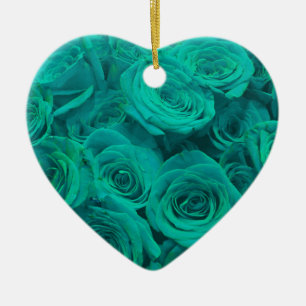 Elegante aquamarine grüne Rose Keramik Ornament