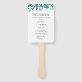 Elegante Aquamarine Grünflächen Blätter Hochzeit Fächer