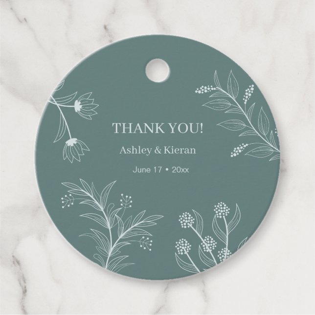 Elegante Aquamarine Hochzeit Geschenkanhänger (Vorderseite)