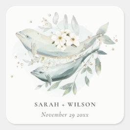 Elegante Aquamarine Hochzeit unter Wasser Quadratischer Aufkleber